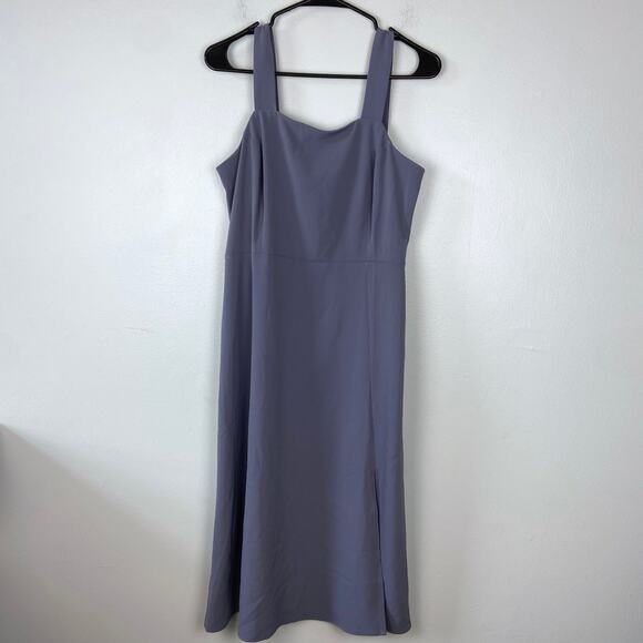 Loft Outlet Midi Sleeveless Slit Dress Blue Front Slit Fit & Flare Size 4 - Picture 1 of 12